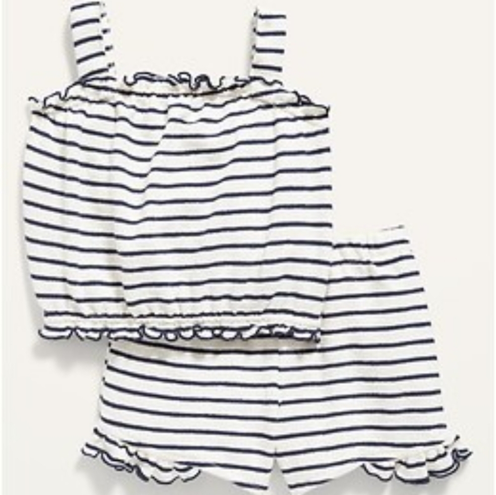 New W Tags Old Navy Sleeveless Ruffle-Trim Top and Shorts Set Sz 3T